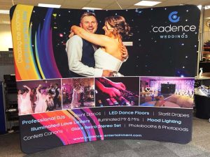 Olympia London curved fabric displays
