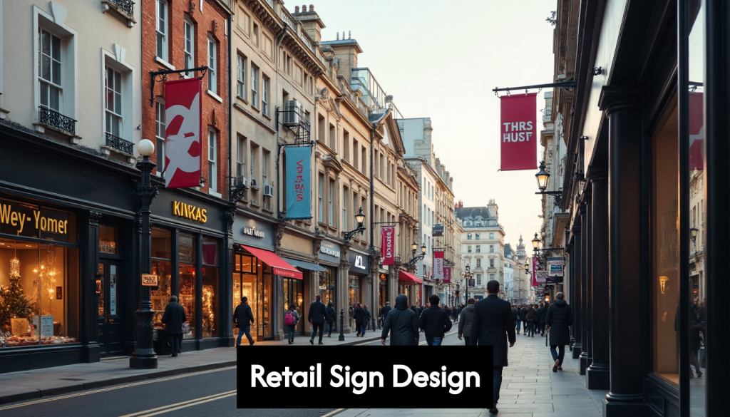 London street filled with store signs