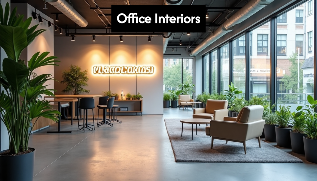 Modern London office with illuminated branded signage