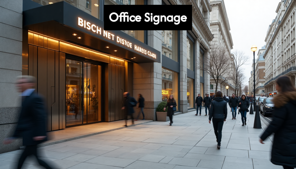 Modern London office with branded entrance signage