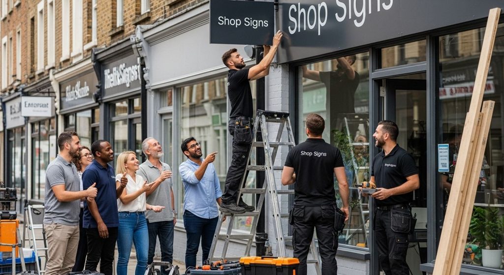 shop sign installation