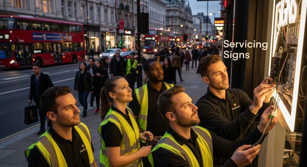 servicing illuminated signs