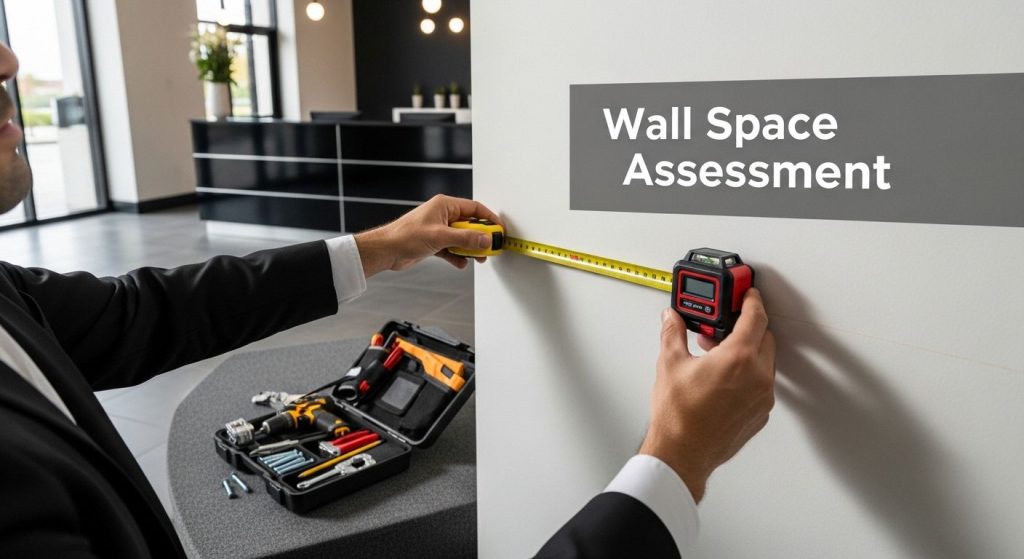 measuring wall sign installation