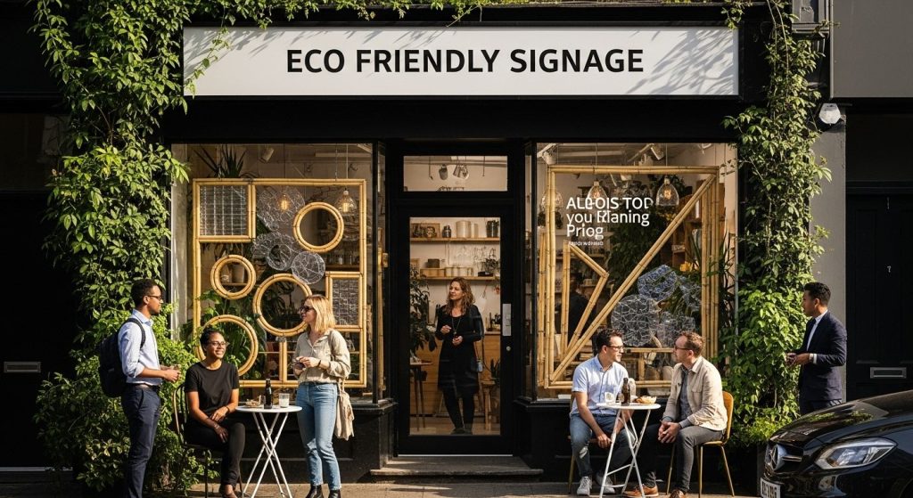 eco friendly signage natural storefront