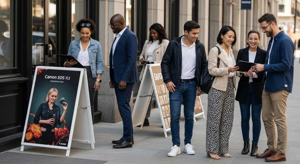 a-board signage, street marketing, business signs