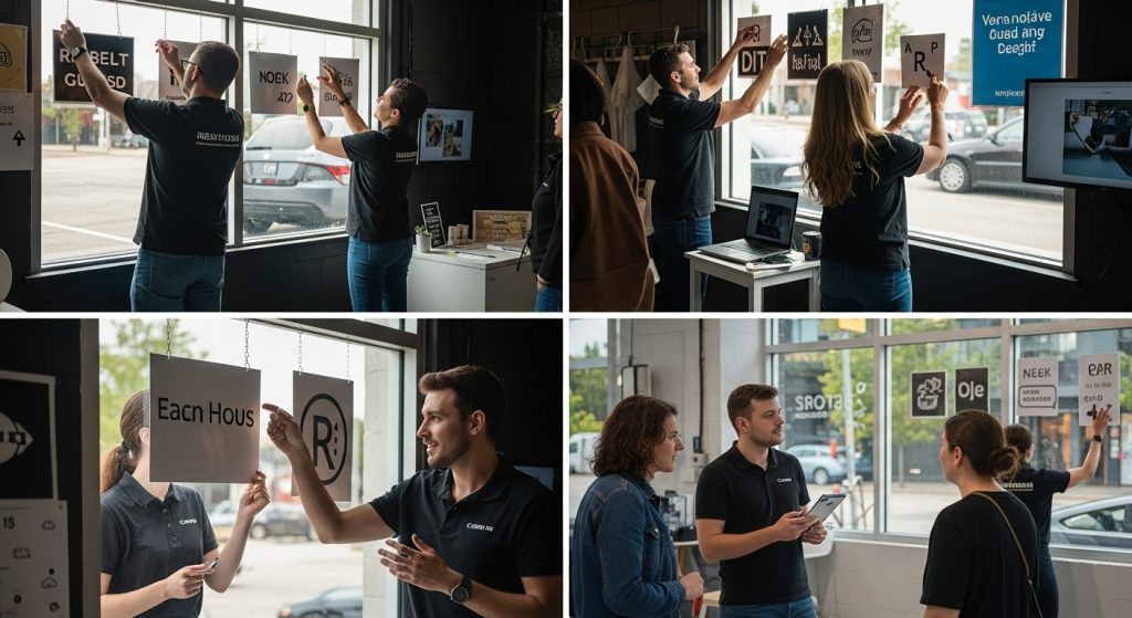 pop up shop signage, retail visual communication, customer engagement