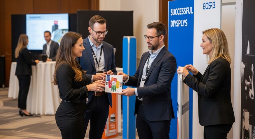 pop up display, trade show, teamwork