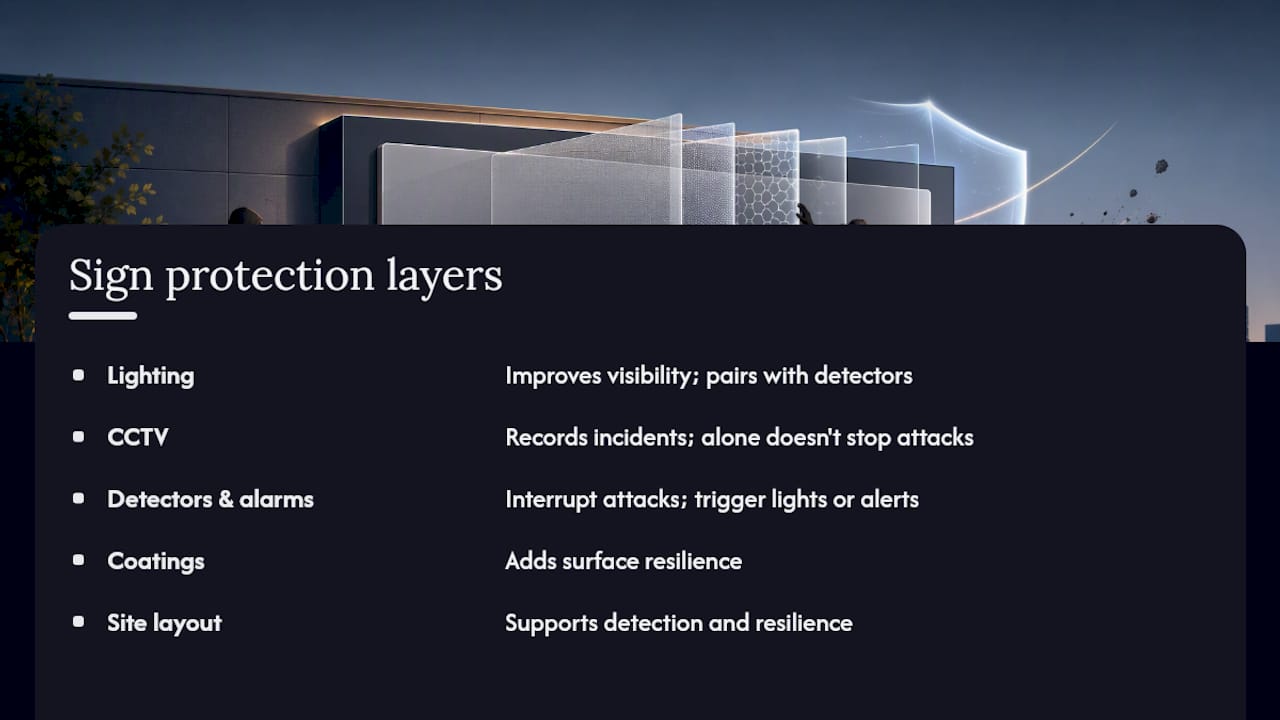 Diagram of layered vandalism prevention methods