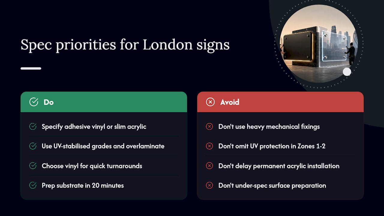A signmaker's perspective on specifying for London projects — overview diagram