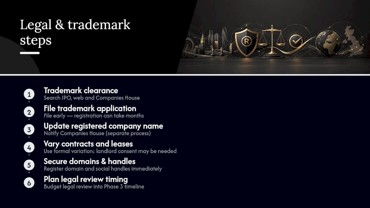 Legal considerations and trademark updates — overview diagram